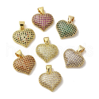 Brass Micro Pave Cubic Zirconia Pendants KK-C058-19G-1