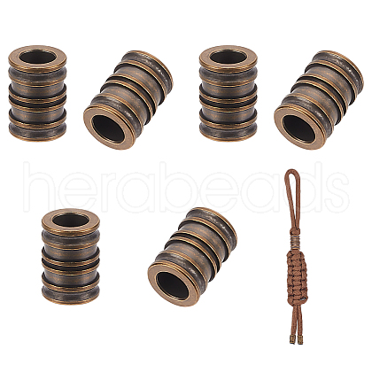  6Pcs Antique Style Groove Column Shape Brass Beads FIND-NB0005-34C-1