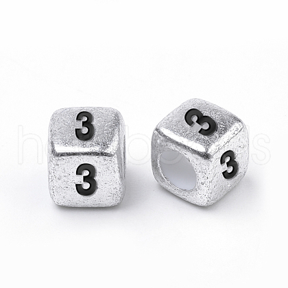 Antique Silver Plated Acrylic Beads PB43C9308-3-1