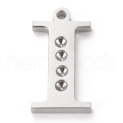 Tarnish Resistant 304 Stainless Steel Letter Pendant Rhinestone Settings STAS-J028-01I-1