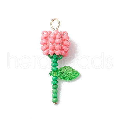 Grade A Round Glass Seed Beads Acrylic Flower Charms PALLOY-MZ00690-03-1