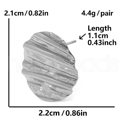 Stylish Oval 304 Stainless Steel Stud Earrings BM7632-1-1