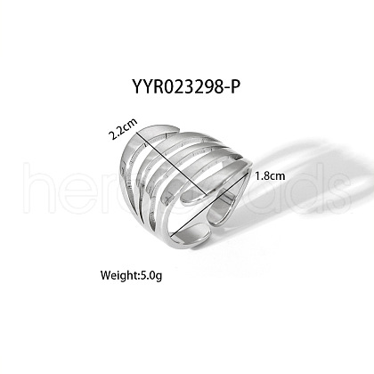 Geometric Stainless Steel Open Cuff Rings with Irregular High-end Feel NH8943-14-1