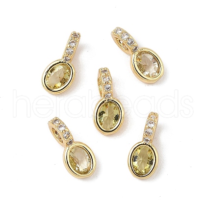 Brass Micro Pave Cubic Zirconia Charms KK-Q039-04A-G-1