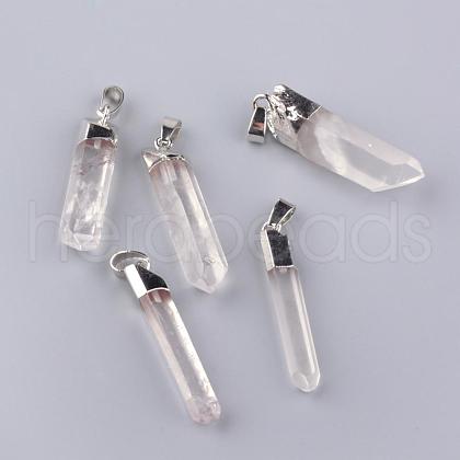 Electroplate Natural Quartz Pendants G-Q481-73P-1