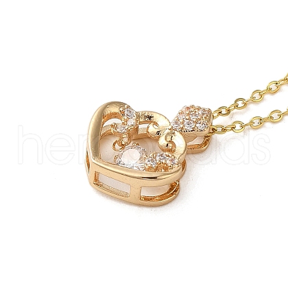 Brass Micro Pave Cubic Zirconia Pendant Necklaces for Women NJEW-E106-04KCG-01-1