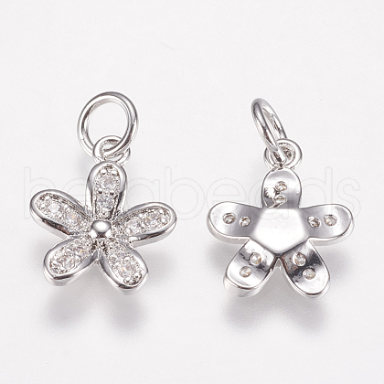 Brass Micro Pave Cubic Zirconia Charms ZIRC-E146-12P-1