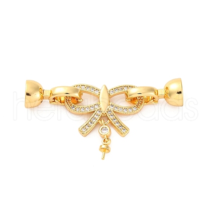 Brass Micro Pave Clear Cubic Zirconia Fold Over Clasps KK-P291-23G-1