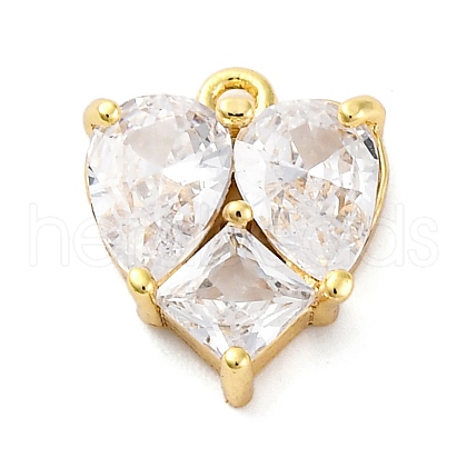Brass Clear Cubic Zirconia Charms KK-A240-18G-1