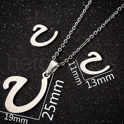 201 Stainless Steel Pendant Necklaces & Stud Earrings Sets WG00841-35-1