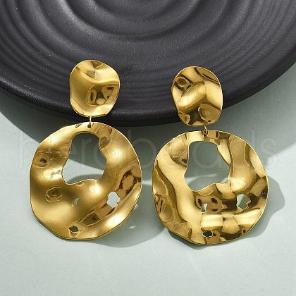 304 Stainless Steel Dangle Stud Earrings for Women EJEW-K268-13B-G-1