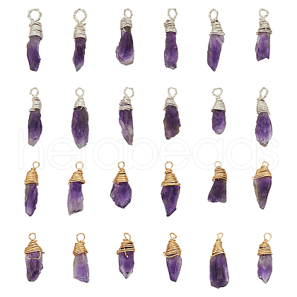 HOBBIESAY 32Pcs 2 Colors Natural Amethyst Pendants PALLOY-HY0001-05-1