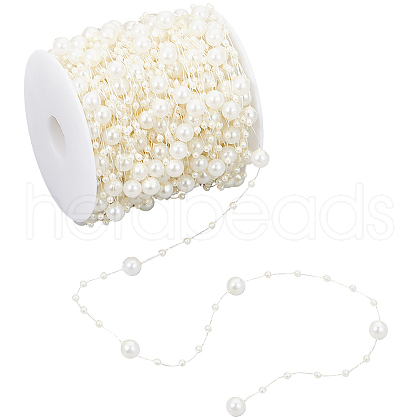 SUNNYCLUE 1 Roll Plastic Round Beaded Link Chains DIY-SC0024-96C-1