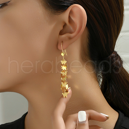 Elegant Butterfly Tassel Brass Hoop Earrings MY6765-1