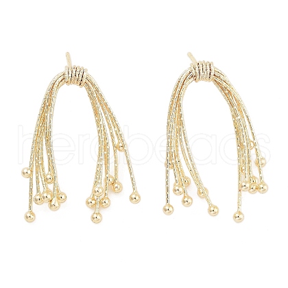 Bowknot Brass Tassel Stud Earrings for Women EJEW-S216-01G-1