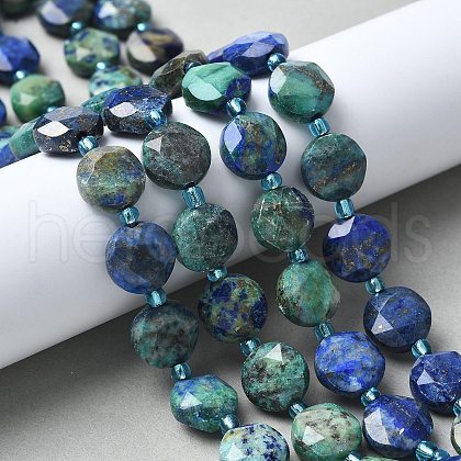 Natural Chrysocolla and Lapis Lazuli Beads Strands G-C116-A87-01-1