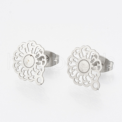 Non-Tarnish 304 Stainless Steel Stud Earring Findings STAS-S079-35B-1
