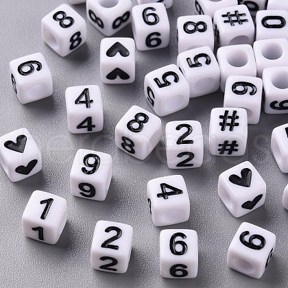 Opaque White Acrylic Beads X-MACR-T038-13-1