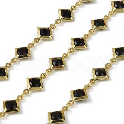 Brass Glass Rhombus Link Chains CHC-R001-05G-02-1