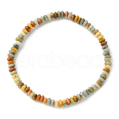 Natural Crazy Agate Flat Round Beaded Stretch Bracelets for Women BJEW-JB09717-04-1