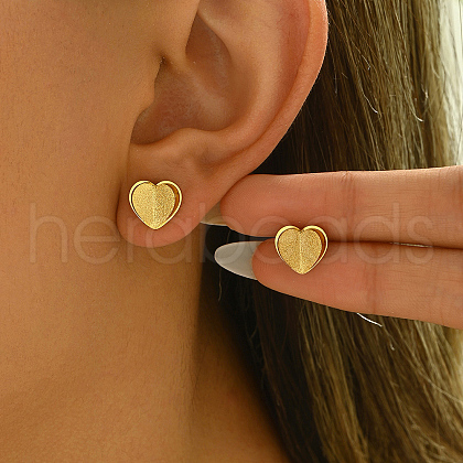 Stainless Steel 3D Heart Stud Earrings for Women GB5013-1
