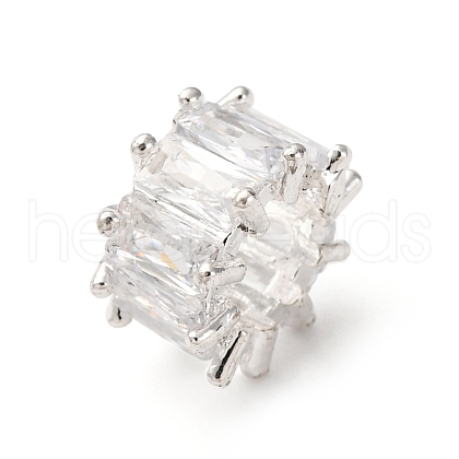 Brass Micro Pave Clear Cubic Zirconia Beads KK-D378-24S-01-1
