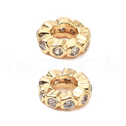 Brass Micro Pave Cubic Zirconia Beads KK-A259-04G-1