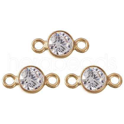 Brass Pave Cubic Zirconia Connector Charms FIND-TAC0014-46G-1