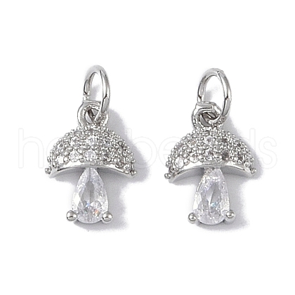 Rack Plating Brass Micro Pave Cubic Zirconia Charms KK-E110-12P-1