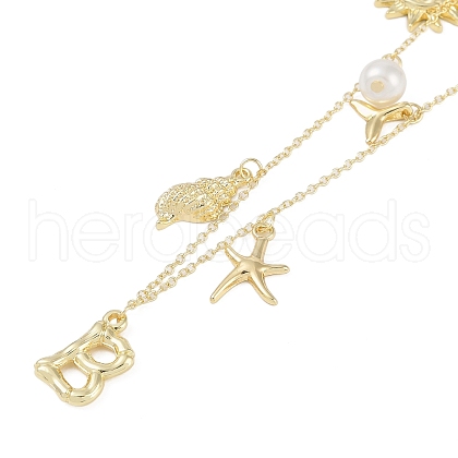 Bohemian Summer Beach Style 18K Gold Plated Shell Shape Initial Pendant Necklaces IL8059-2-1