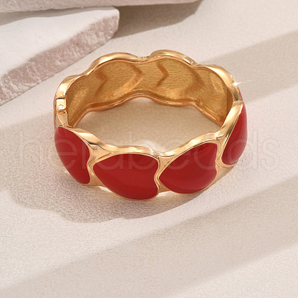 Classic Heart Alloy Enamel Hinged Bangles for Women EM9896-1-1