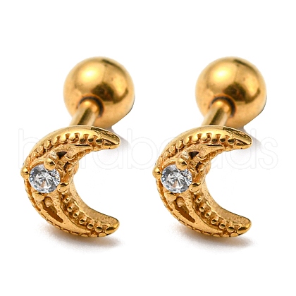 Ion Plating(IP) 304 Stainless Steel with Rhinestone Stud Earrings EJEW-Z034-19G-1