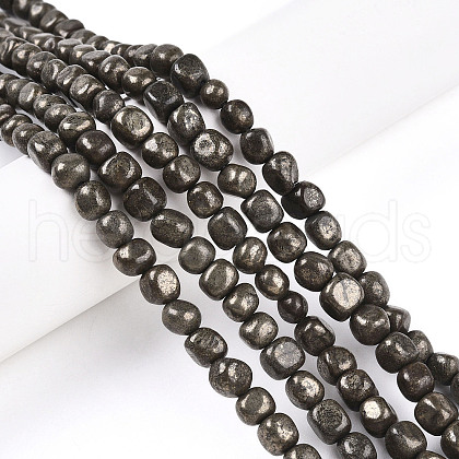 Natural Pyrite Beads Strands G-N346-04A-01-1