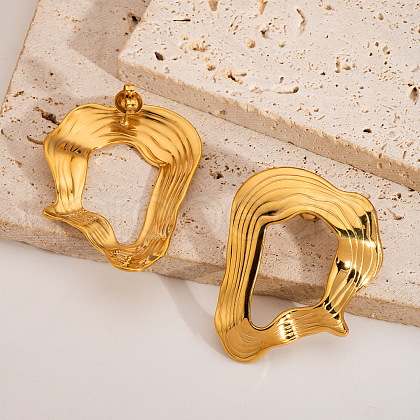 Fashionable Stainless Steel Nuggets Stud Earrings WW5969-1-1