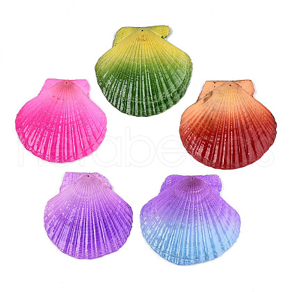 Spray Painted Natural Scallop Shell Big Pendants SSHEL-T017-14M-1