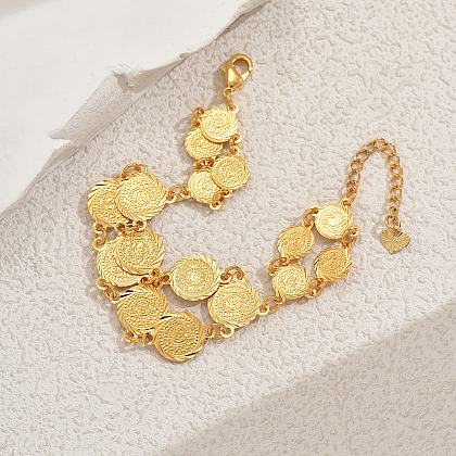 Brass Coin Link Bracelets for Women EH1347-1