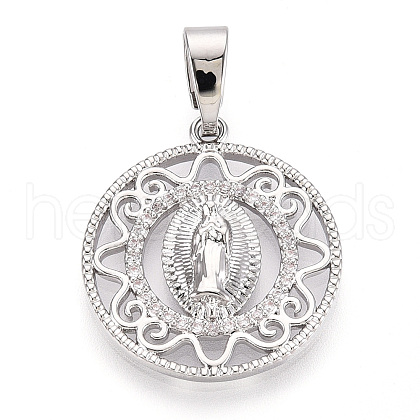 Brass Micro Pave Clear Cubic Zirconia Pendants KK-N268-53P-1