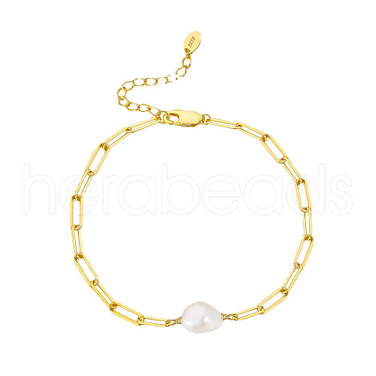 Natural Freshwater Pearls Bead Link Bracelets BJEW-I314-134-1