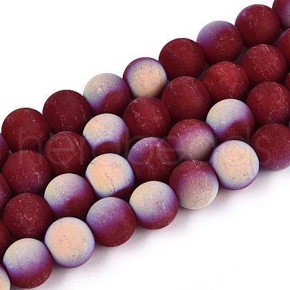 Frosted Opaque Glass Beads Strands GLAA-T032-P8mm-MBB05-1