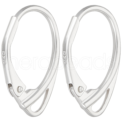 Beebeecraft 1 Pair 925 Sterling Silver Leverback Earring Findings STER-BBC0006-33-1