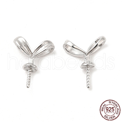 Rhodium Plated Rack Plating 925 Sterling Silver Rabbit Ear Peg Bails STER-NH0001-30P-1