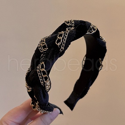 Cloth Curb Chain Hair Bands PW-WGD3A62-01-1