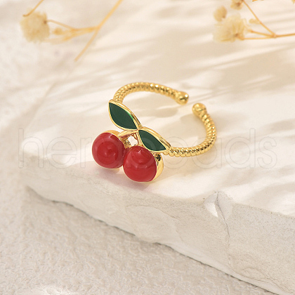 Fruit Themes Brass Cuff Open Rings for Women FC9265-5-1