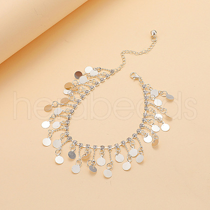 Flat Round Alloy Charms Anklets WG18F6C-07-1
