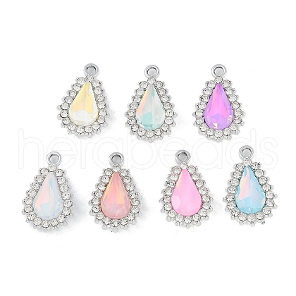 UV Plating Alloy with Mixed Color Glass Rhinestone Pendants FIND-M018-39P-1