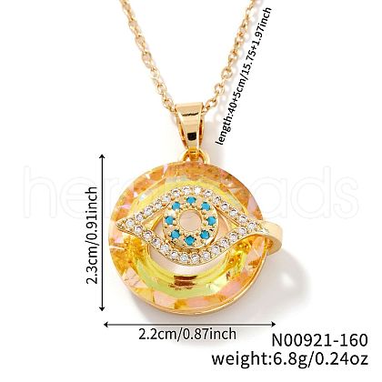 Brass Evil Eye Glass Pendant Necklaces AA7178-5-1