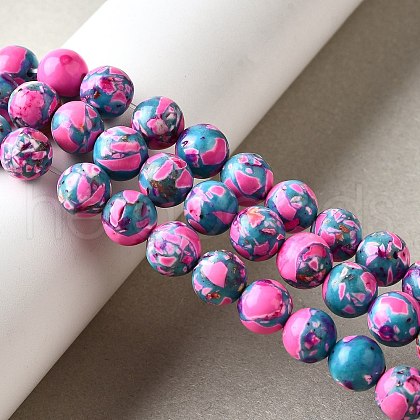 Dyed Natural Magnesite Beads Strands G-L617-D01-8mm-05-1
