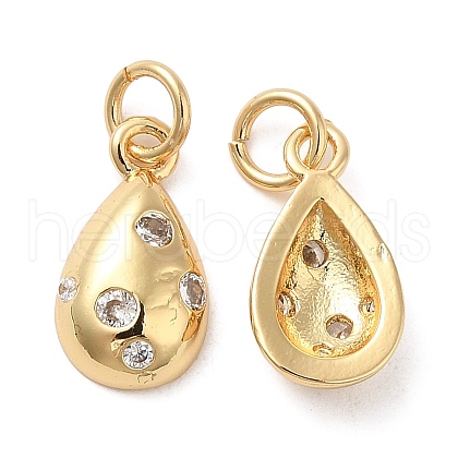 Rack Plating Brass Micro Pave Clear Cubic Zirconia Charms KK-I706-13G-1