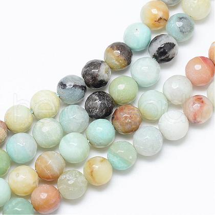 Natural Flower Amazonite Bead Strands G-R346-8mm-22-1