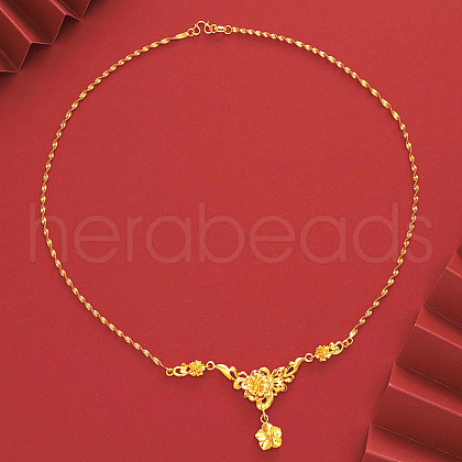 Brass Flower Pendant Necklaces for Wedding Jewelry FS-WGE7B04-04-1